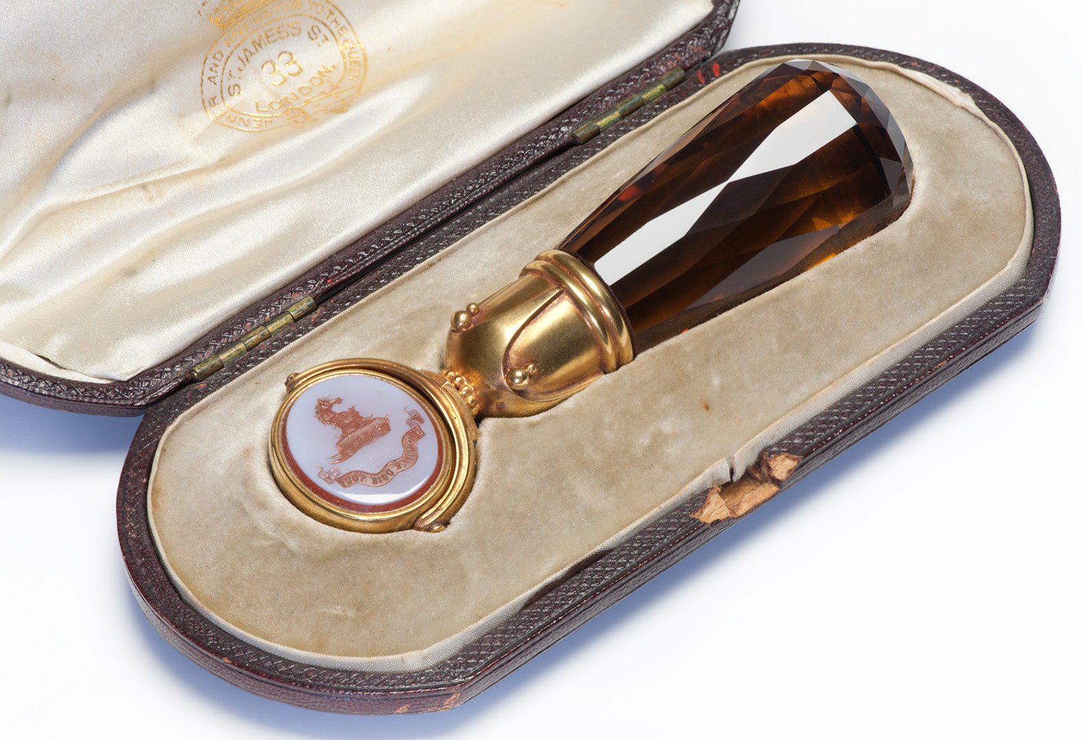 Antique Citrine Gold Double Crest Seal