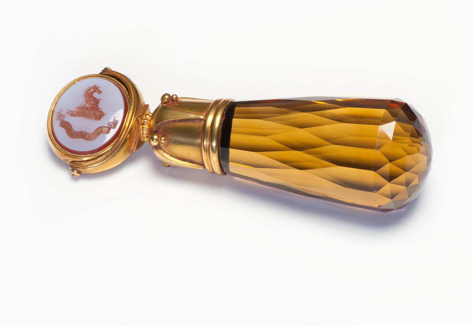 Antique Citrine Gold Double Crest Seal
