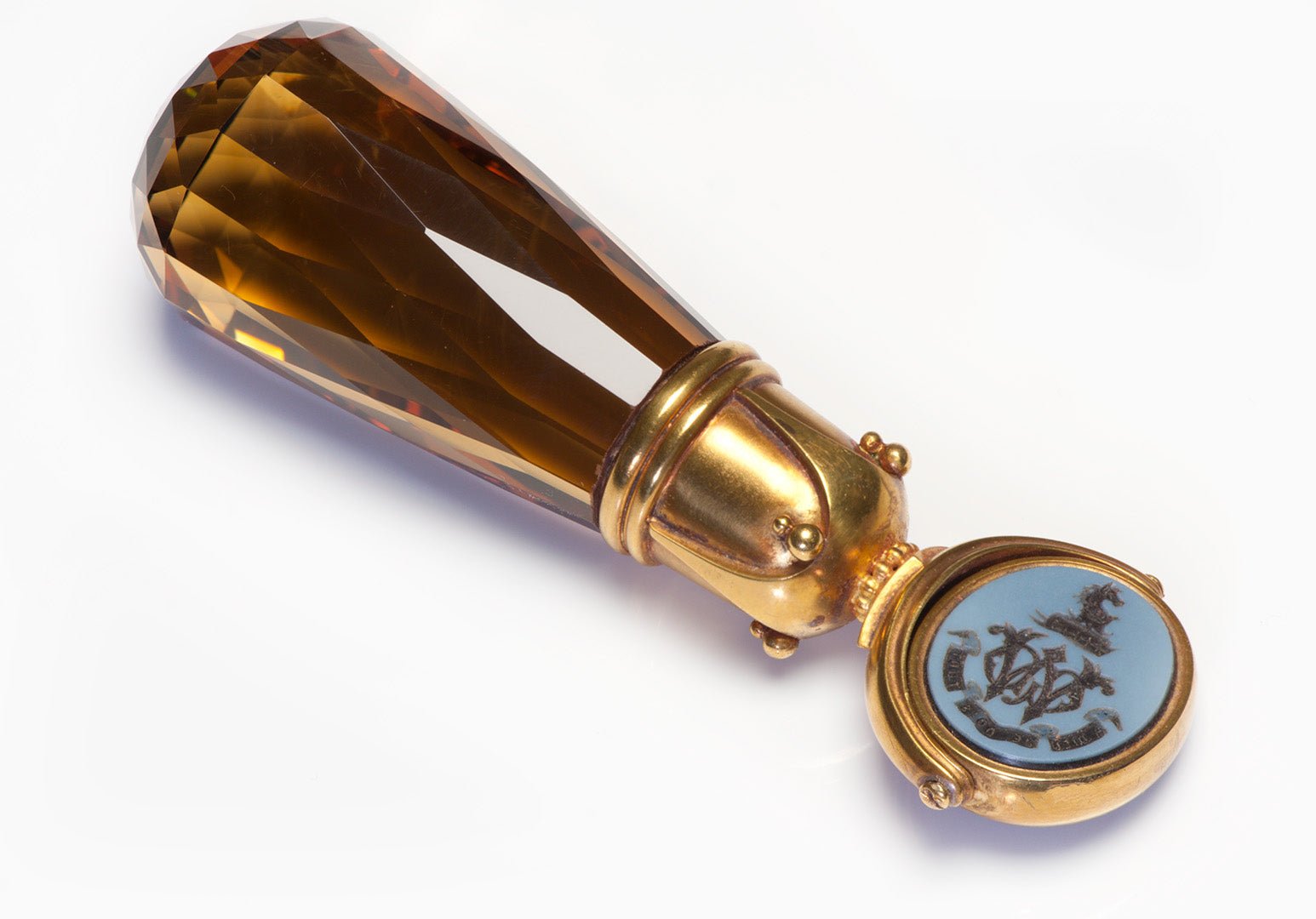Antique Citrine Gold Double Crest Seal