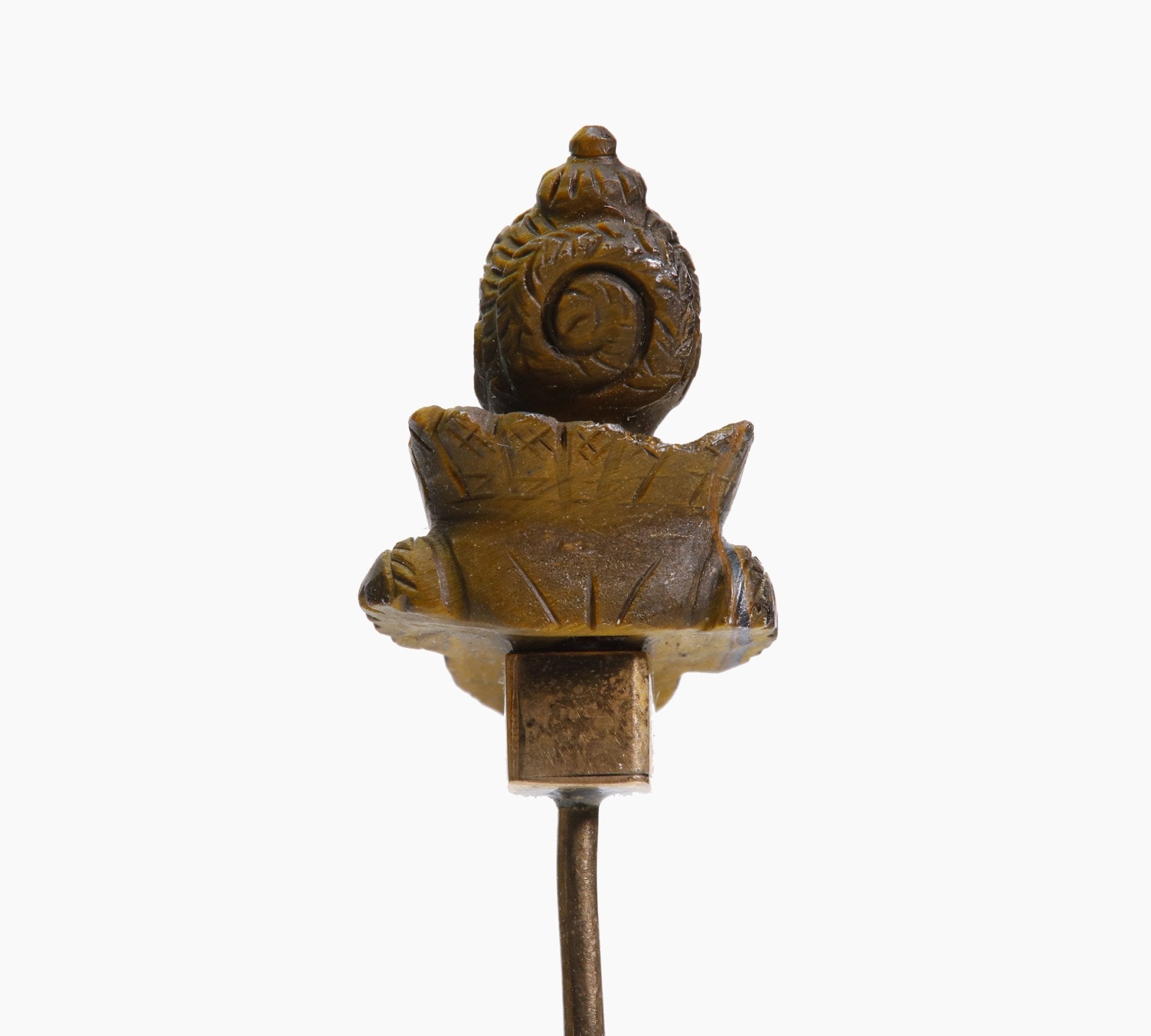 Antique Craved Tiger Eye Bust Stick Pin