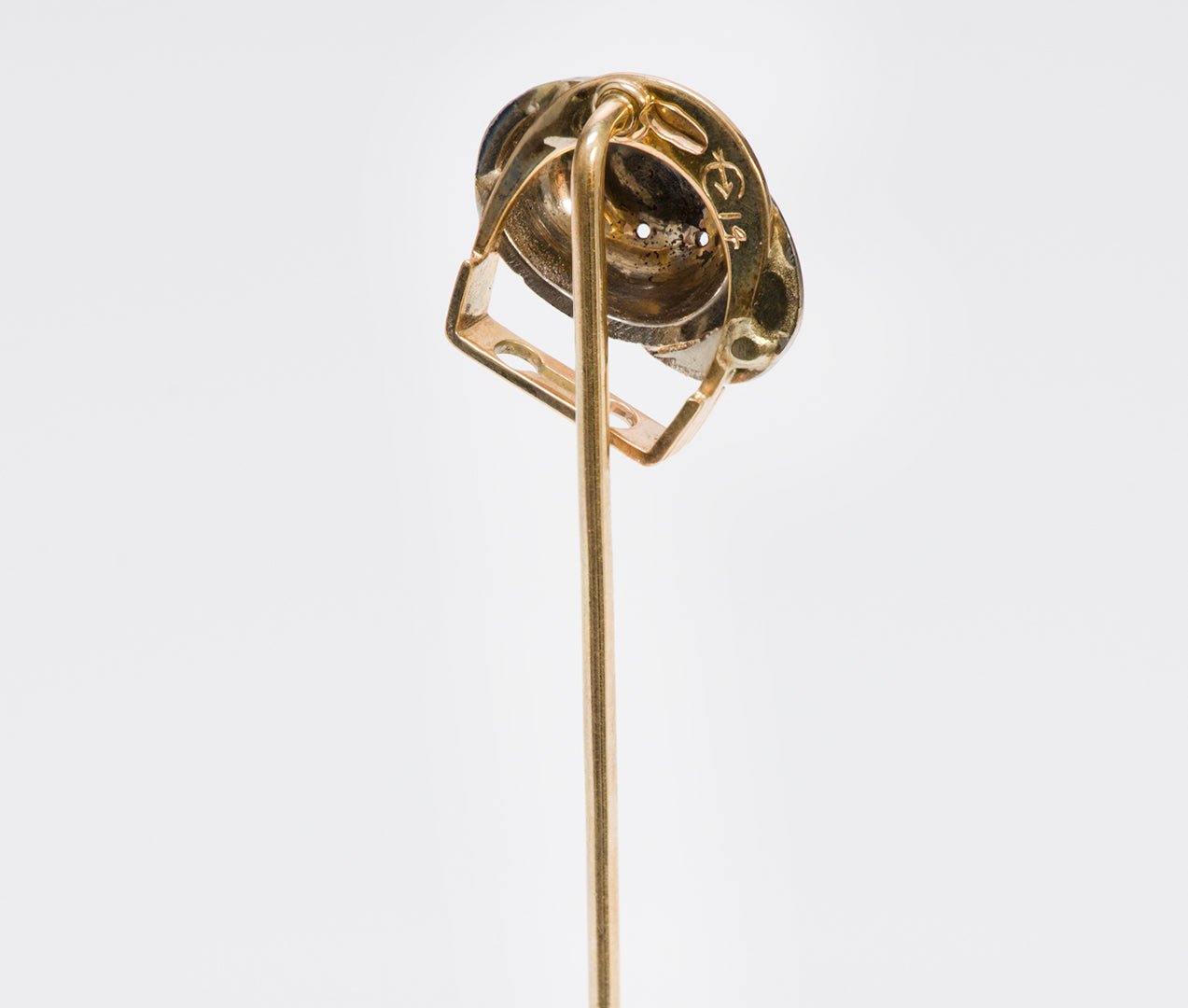 Antique Cutler & Co Gold Jockey Cap & Stirrup Stickpin