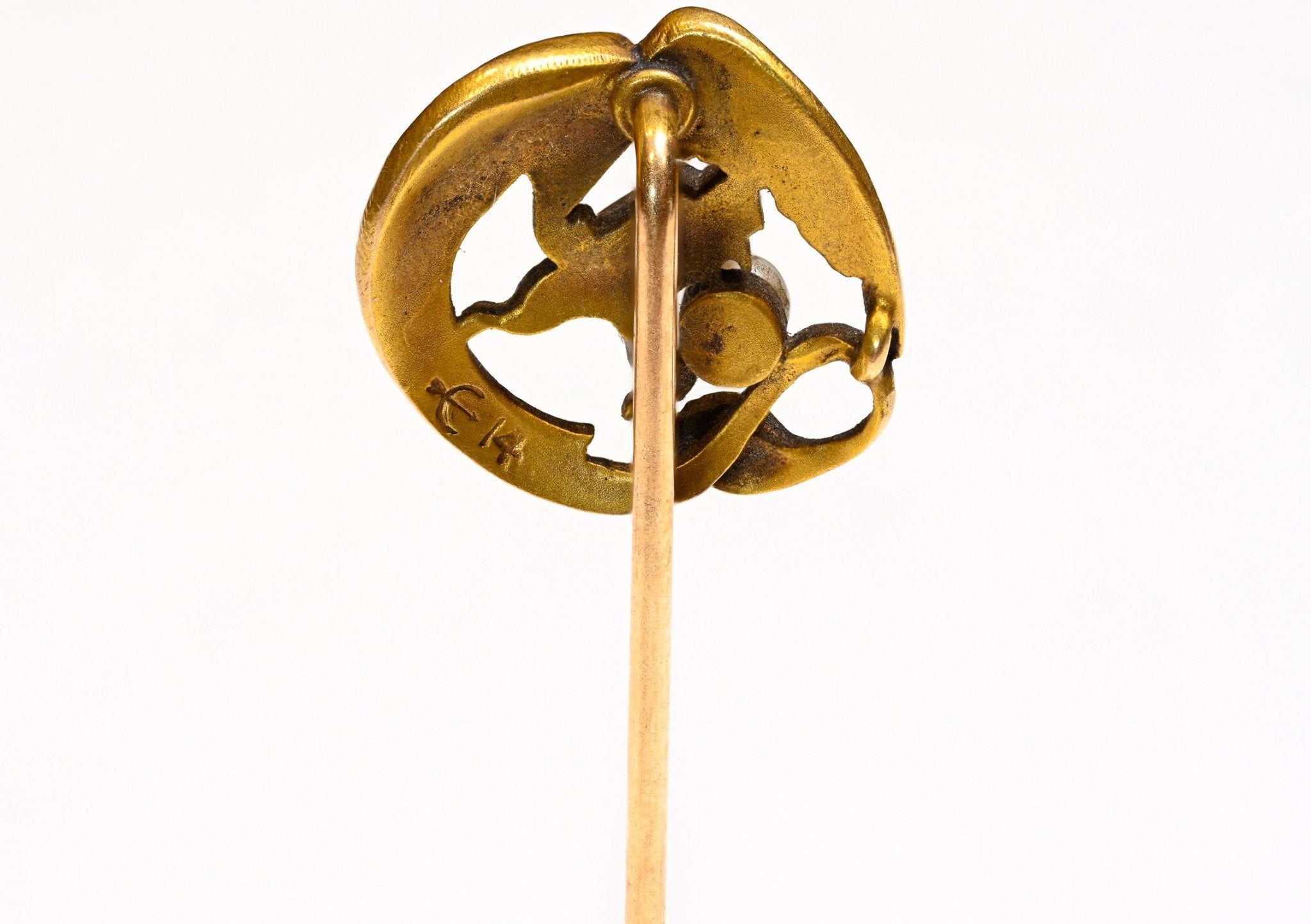 Antique Cutler & Co. Gold Pearl Griffin Stick Pin