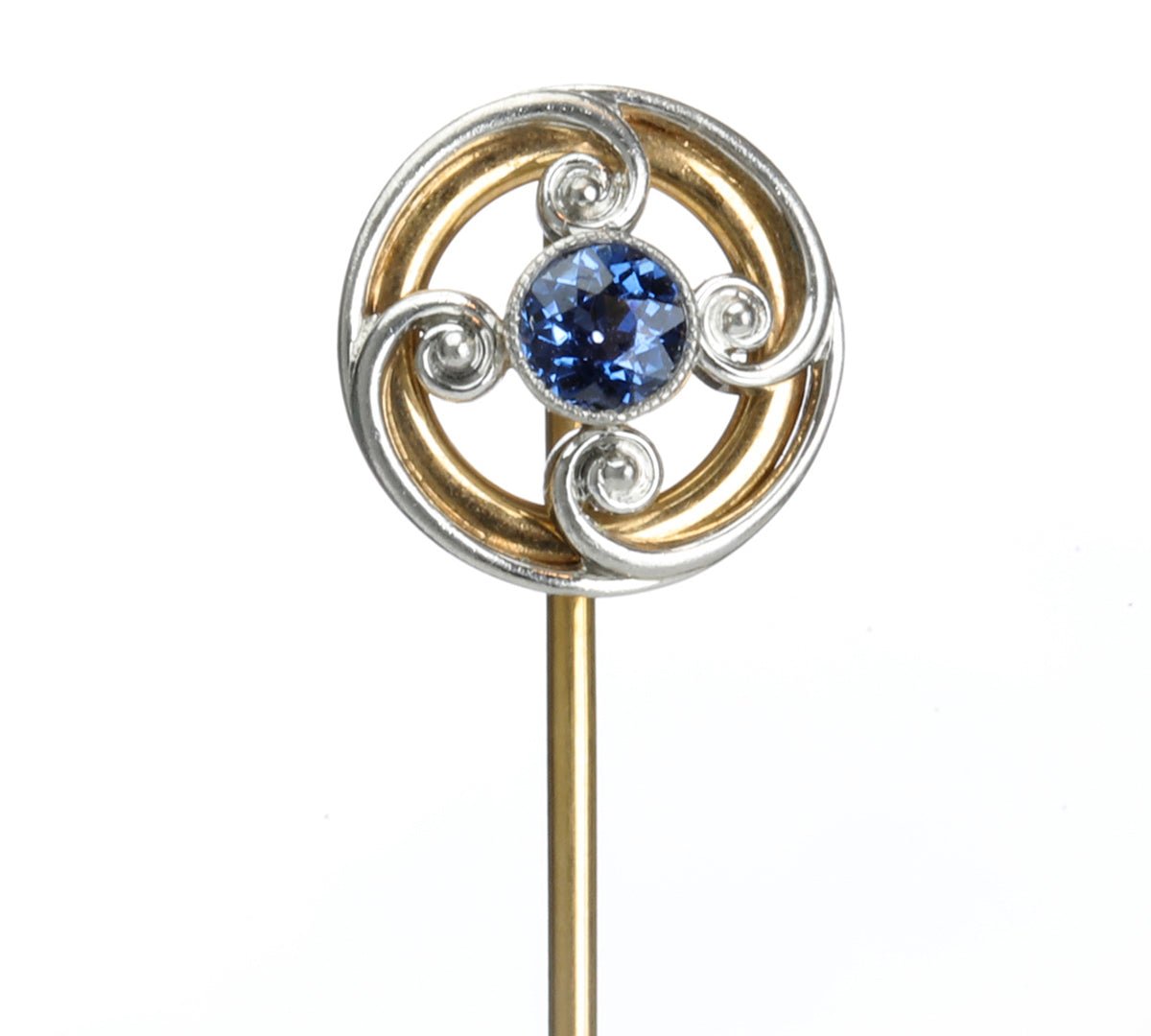 Antique Cutler & Co Yellow White Gold Sapphire Stick Pin