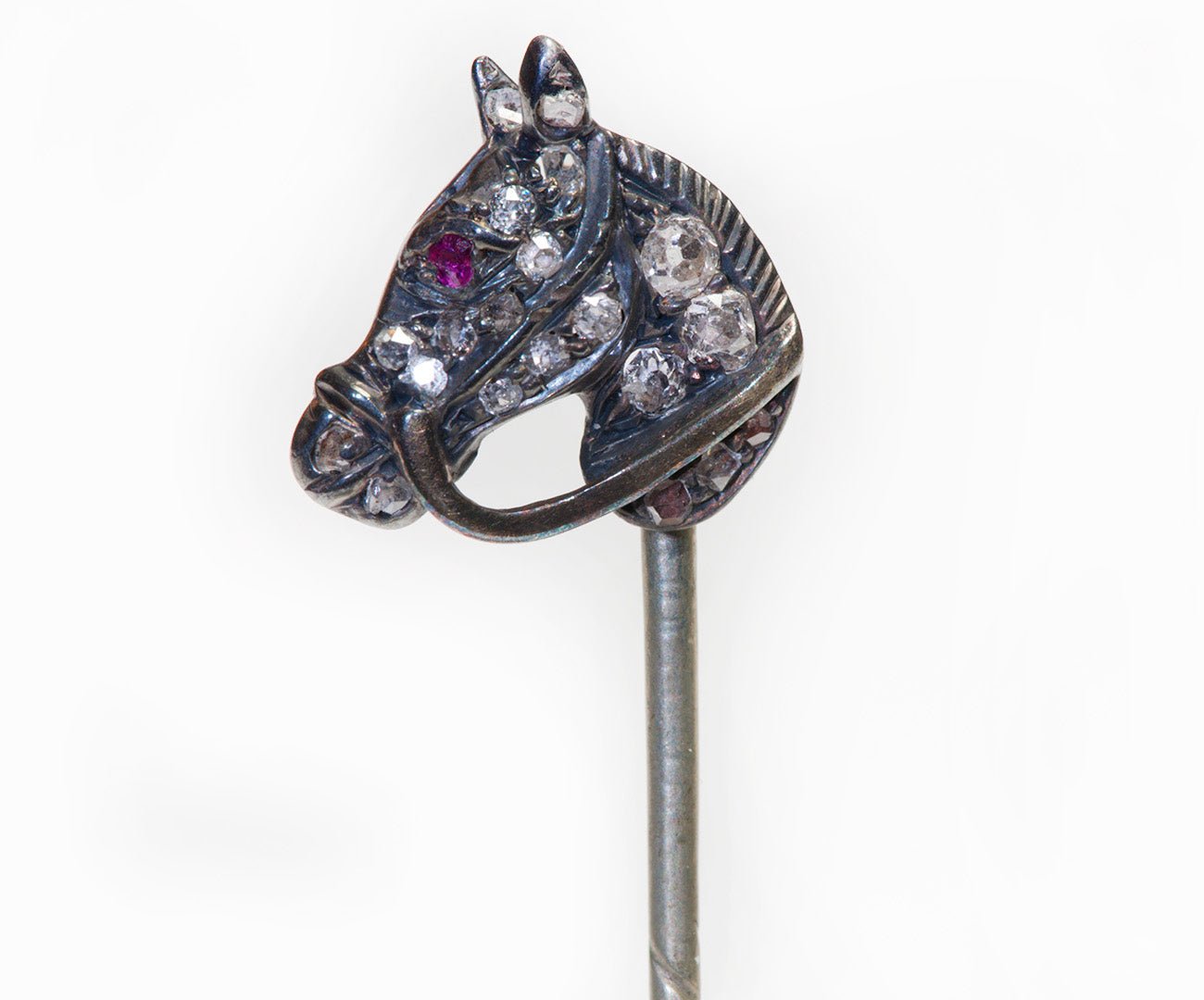 Antique Diamond Ruby Horse Stick Pin