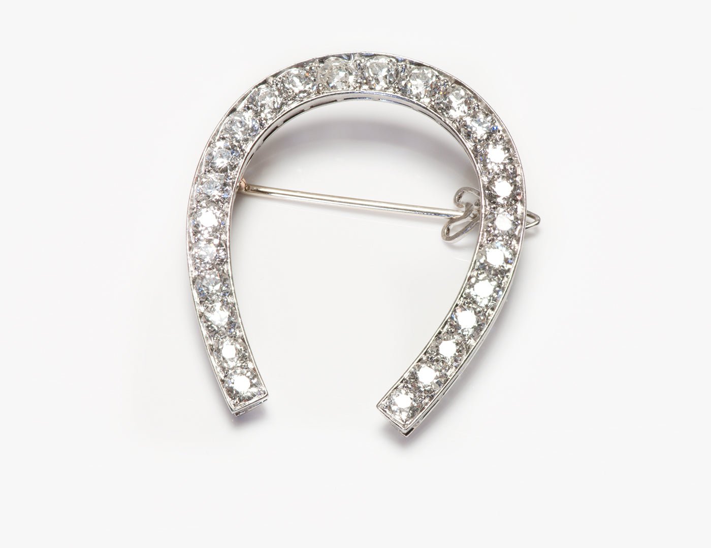 Antique Edwardian Diamond Platinum Horseshoe Brooch
