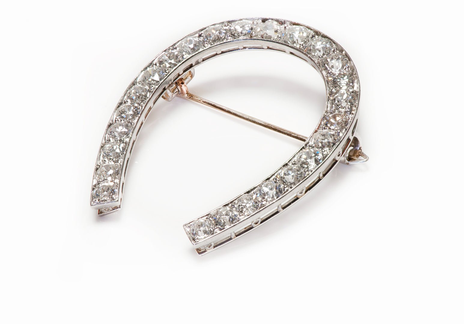 Antique Edwardian Diamond Platinum Horseshoe Brooch
