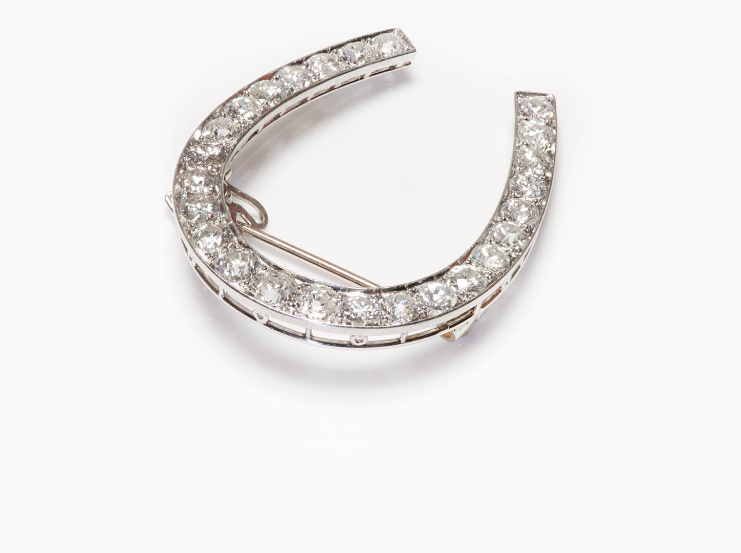 Antique Edwardian Diamond Platinum Horseshoe Brooch