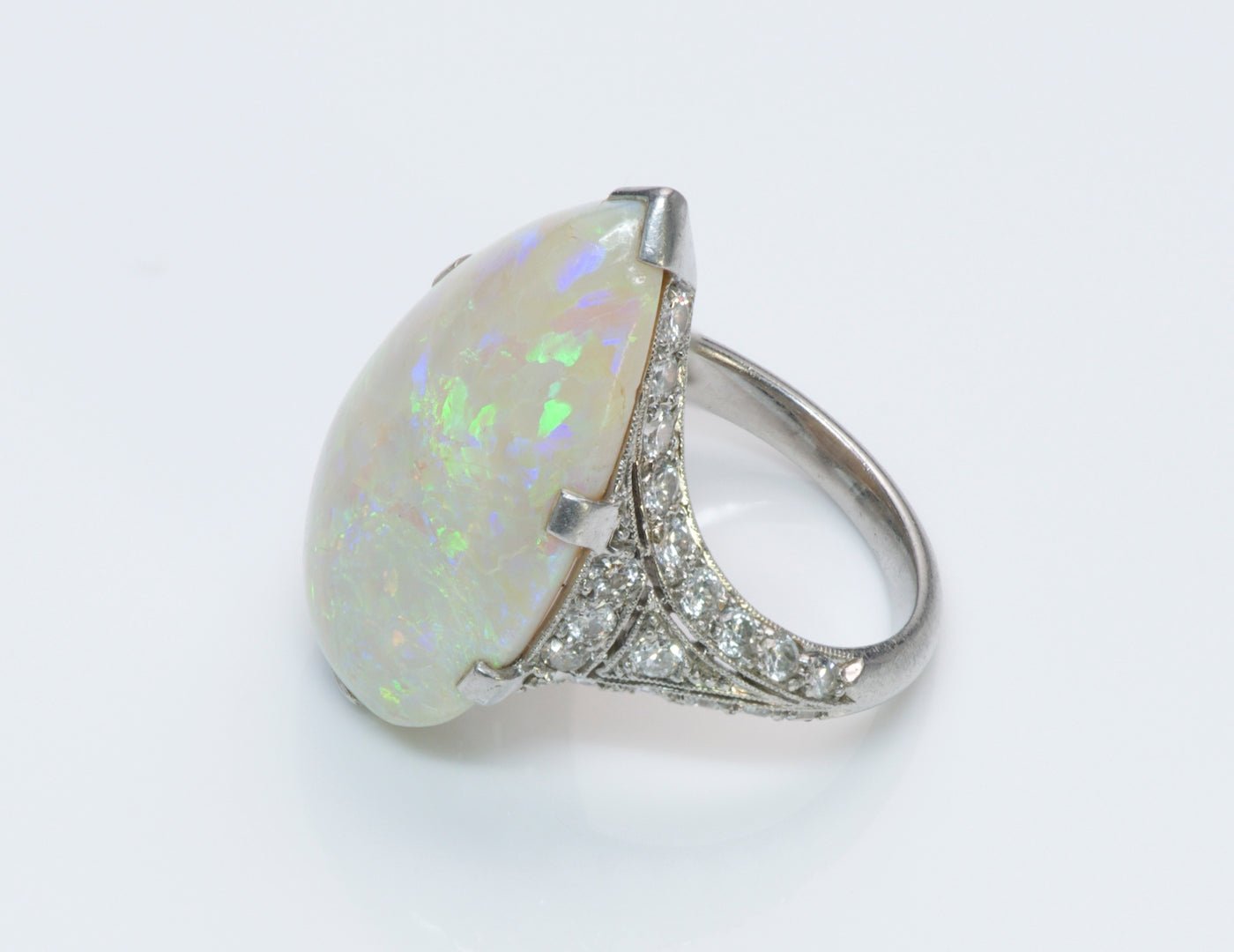 Antique Edwardian Opal and Diamond Gold Ring