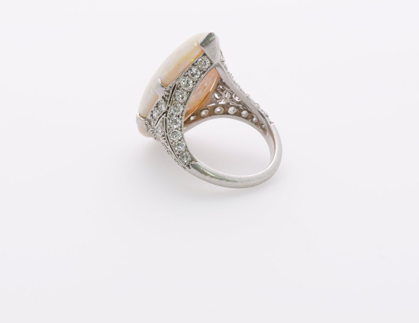 Antique Edwardian Opal and Diamond Gold Ring