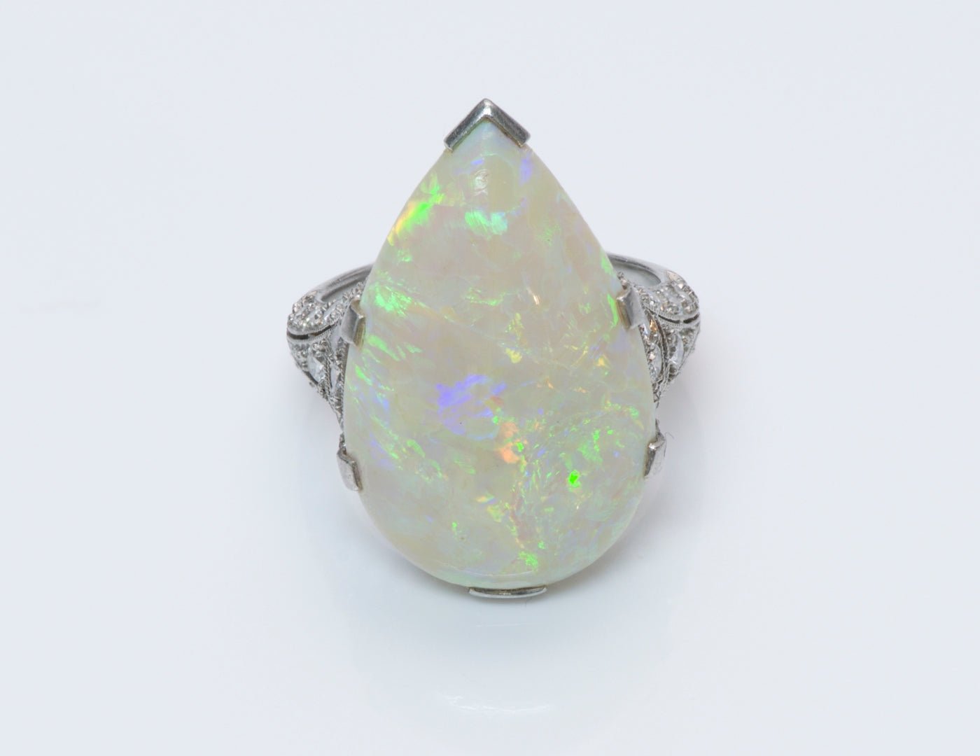 Antique Edwardian Opal and Diamond Gold Ring
