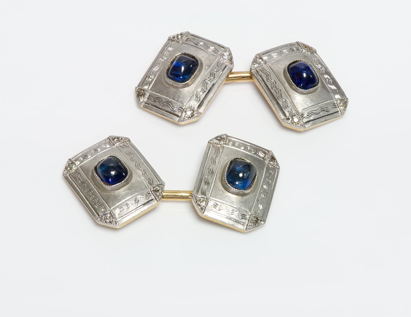 Antique Edwardian Platinum & Gold Sapphire Cufflinks