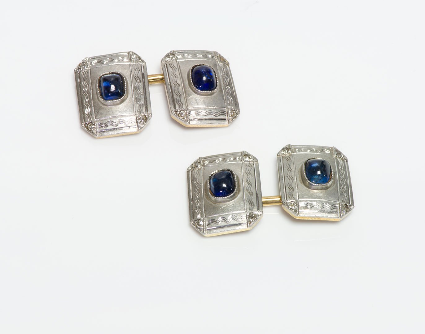 Antique Edwardian Platinum & Gold Sapphire Cufflinks