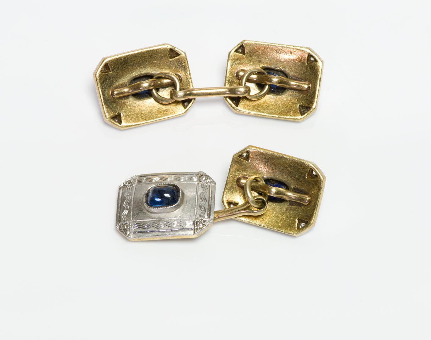 Antique Edwardian Platinum & Gold Sapphire Cufflinks