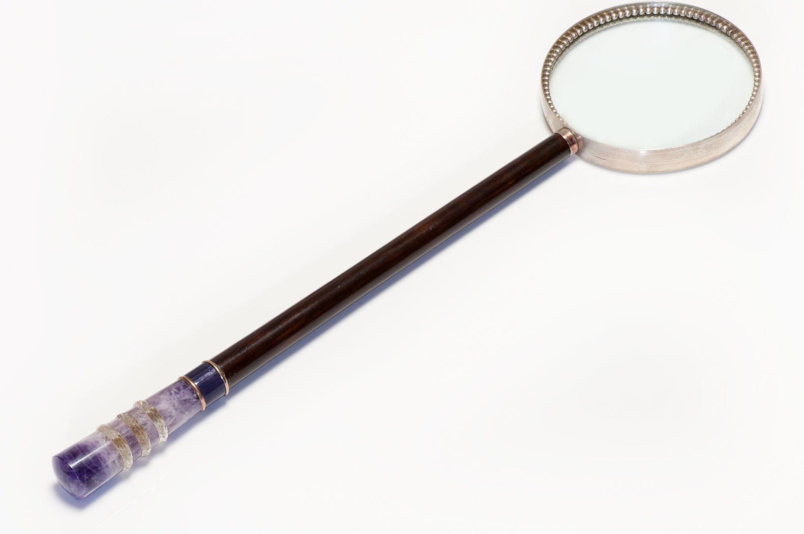Antique Edwardian Sterling Silver Gold Amethyst Magnifying Glass