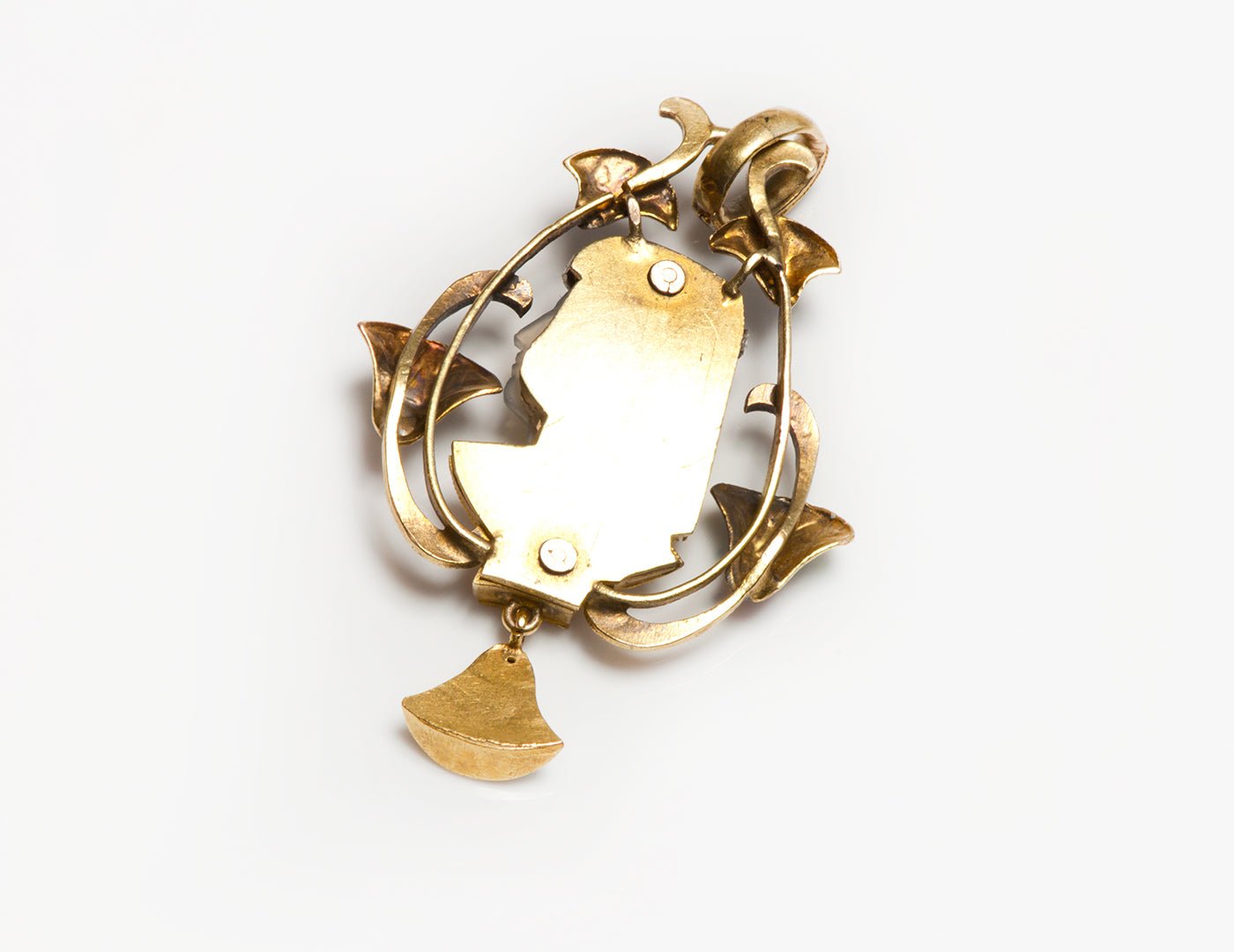 Antique Egyptian Revival Gold Enamel Stone Pendant
