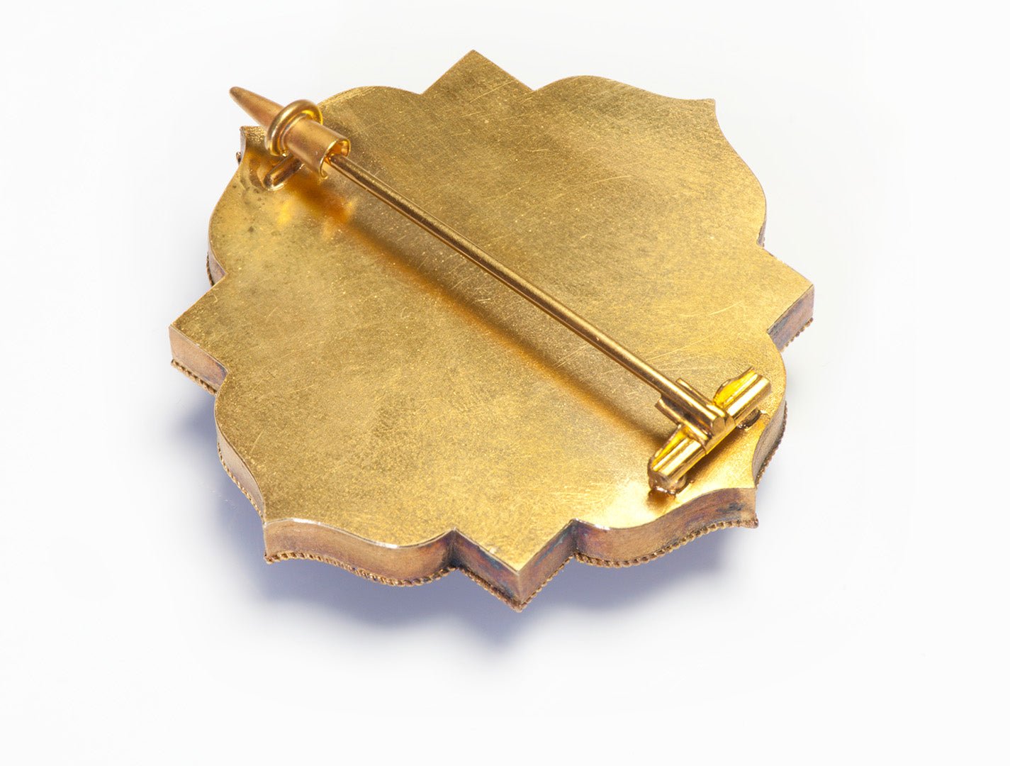Antique Egyptian Revival Gold Mosaic Pharaoh Brooch Locket