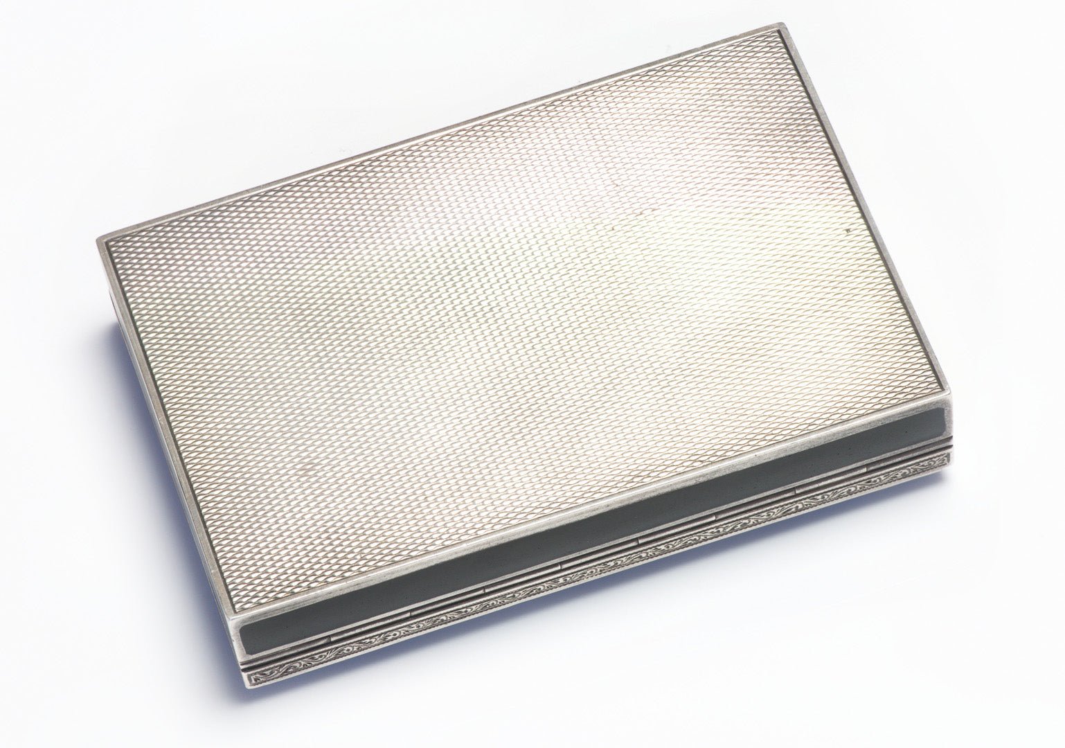 Antique Egyptian Revival Silver Matte Enamel Marcasite Case