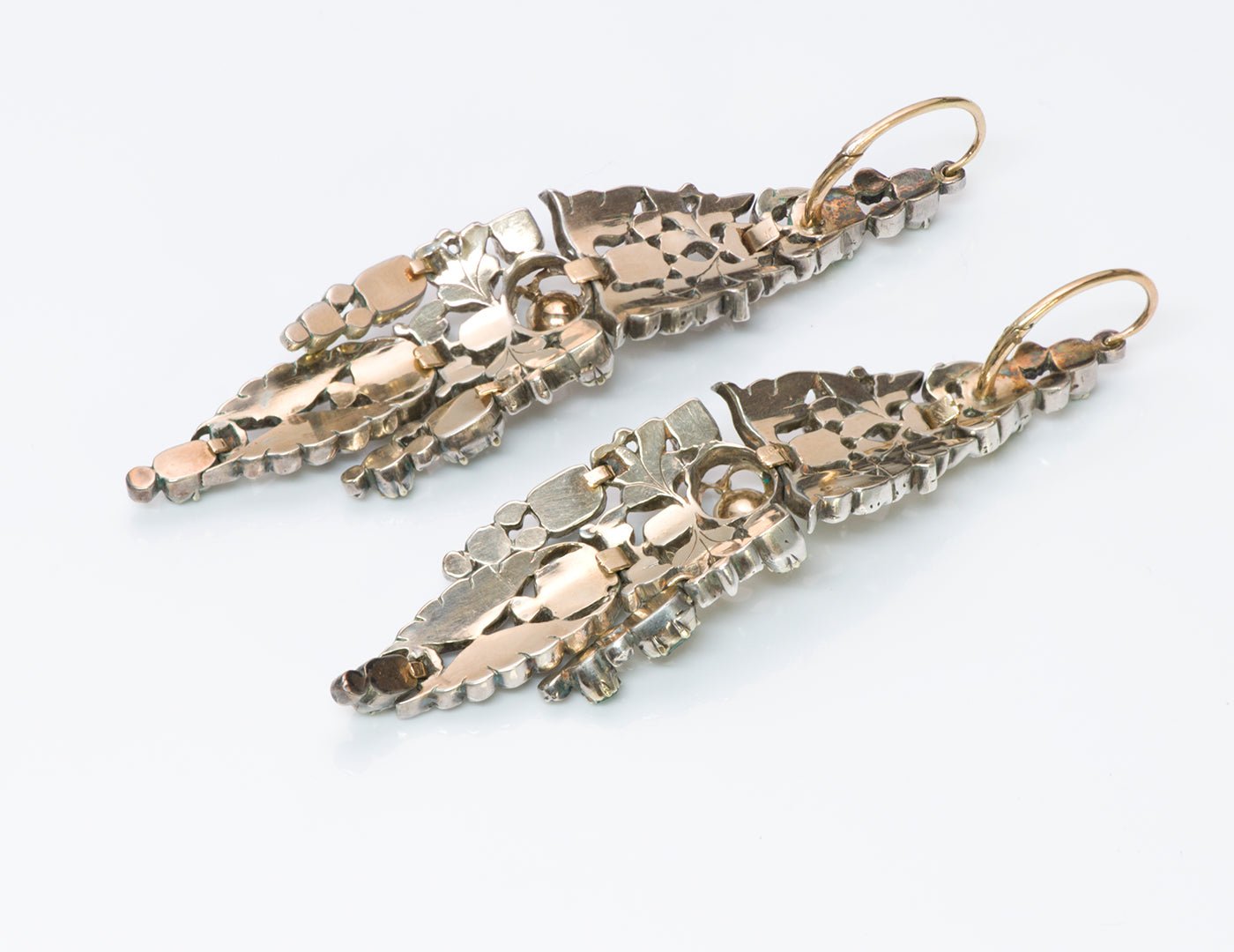 Antique Emerald Diamond Chandelier Earrings