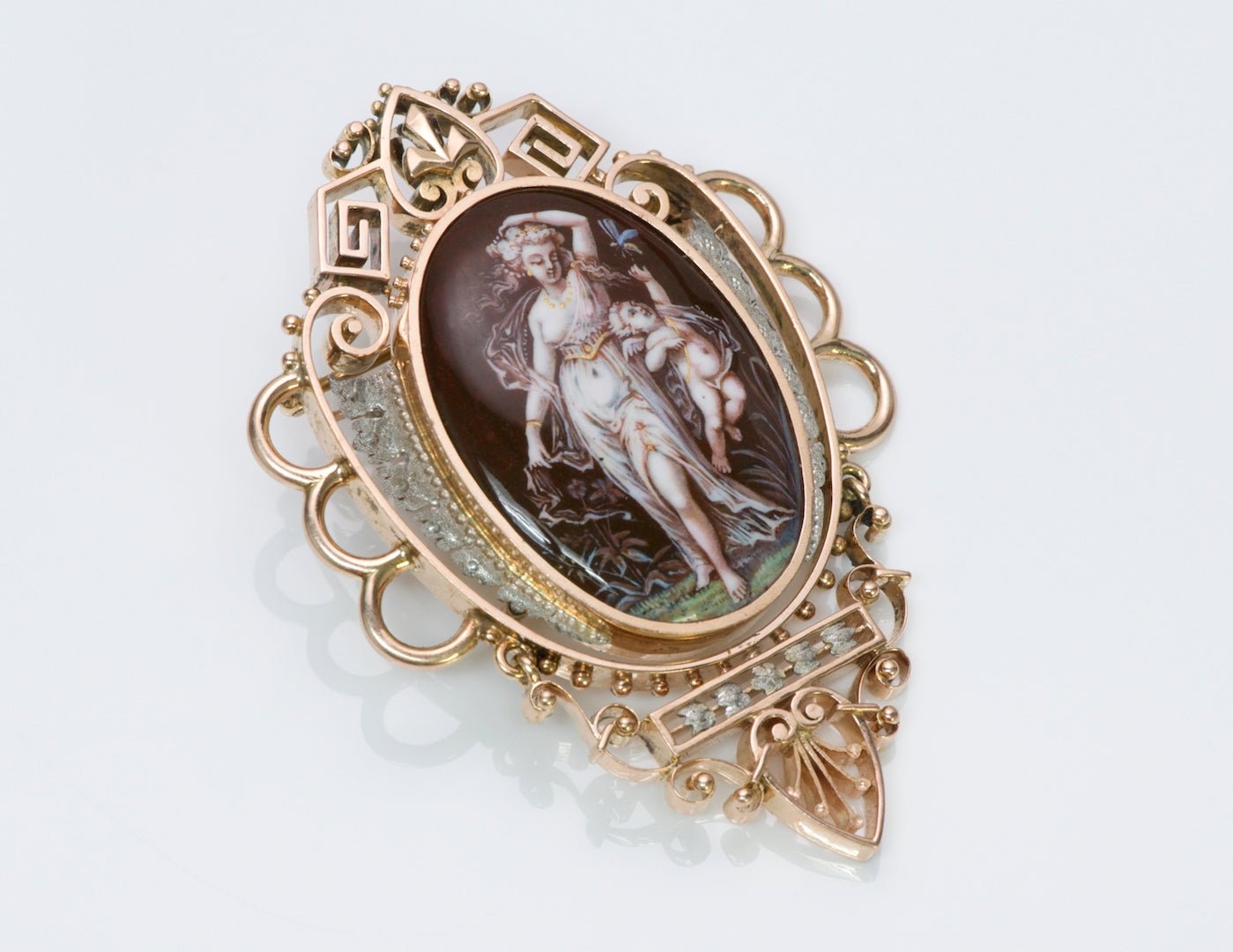 Antique Enamel Brooch Pendant