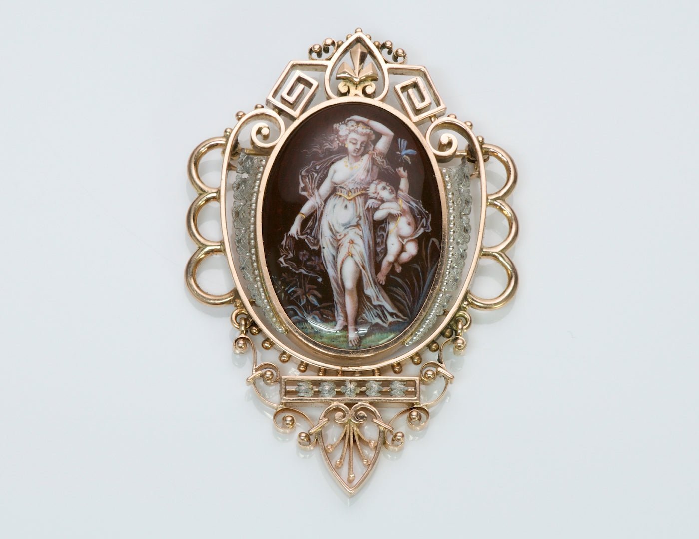 Antique Enamel Brooch Pendant