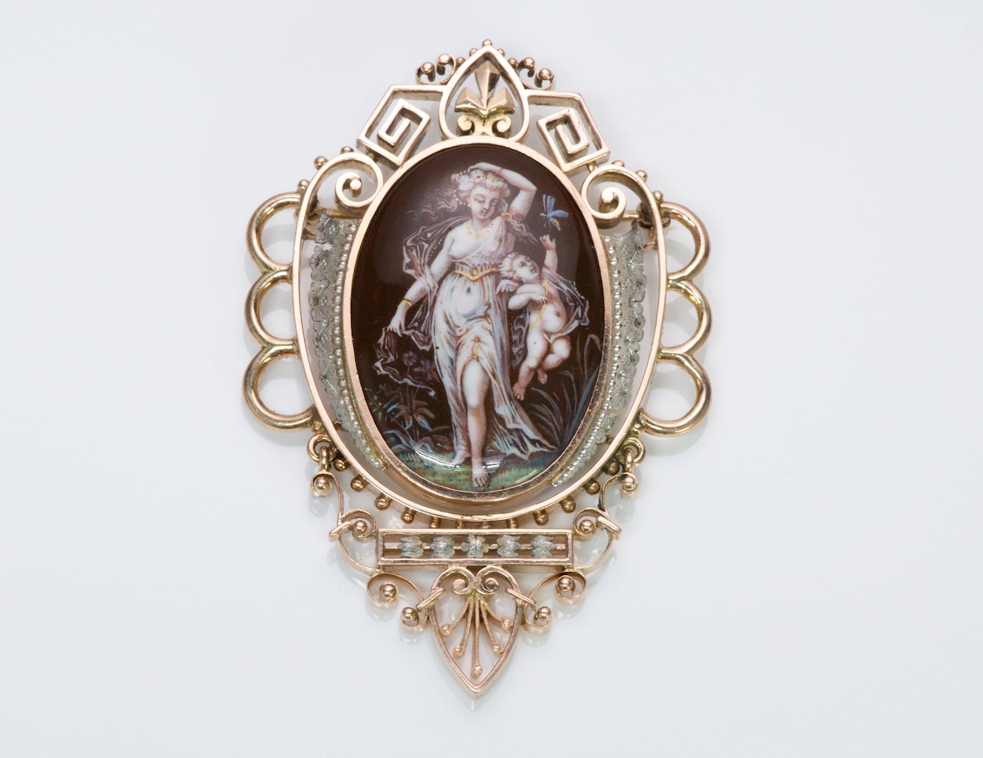Antique Enamel Brooch Pendant