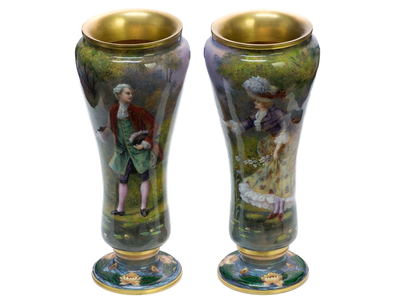 Antique Enamel French Vases