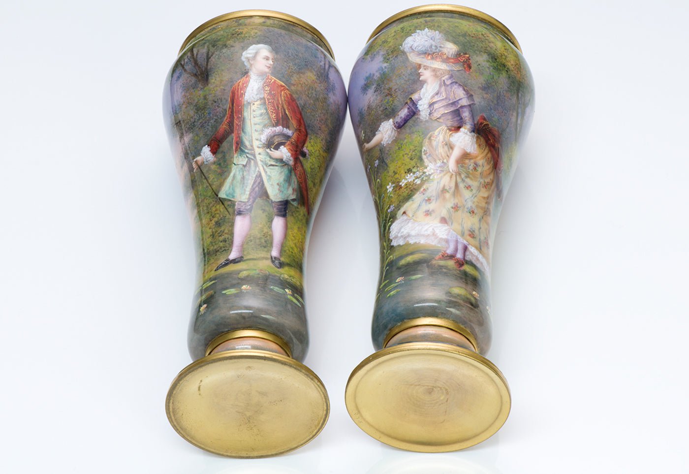 Antique Enamel French Vases
