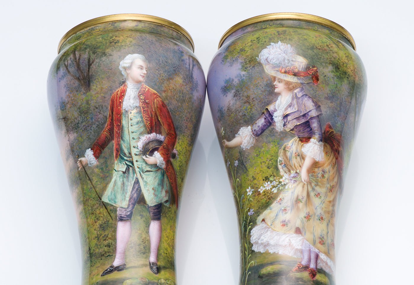 Antique Enamel French Vases