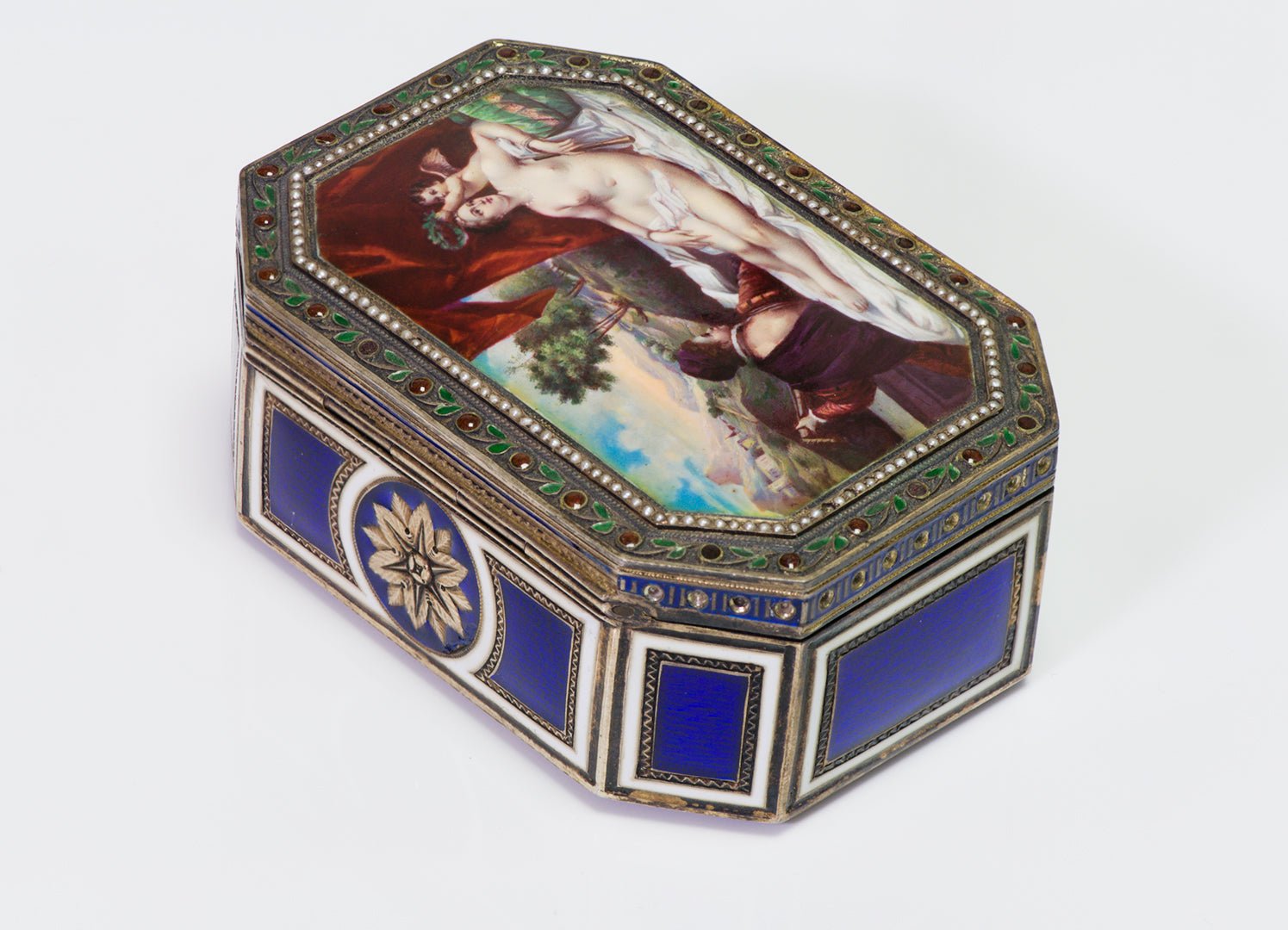 Antique Erotica Nude Enamel Silver Box