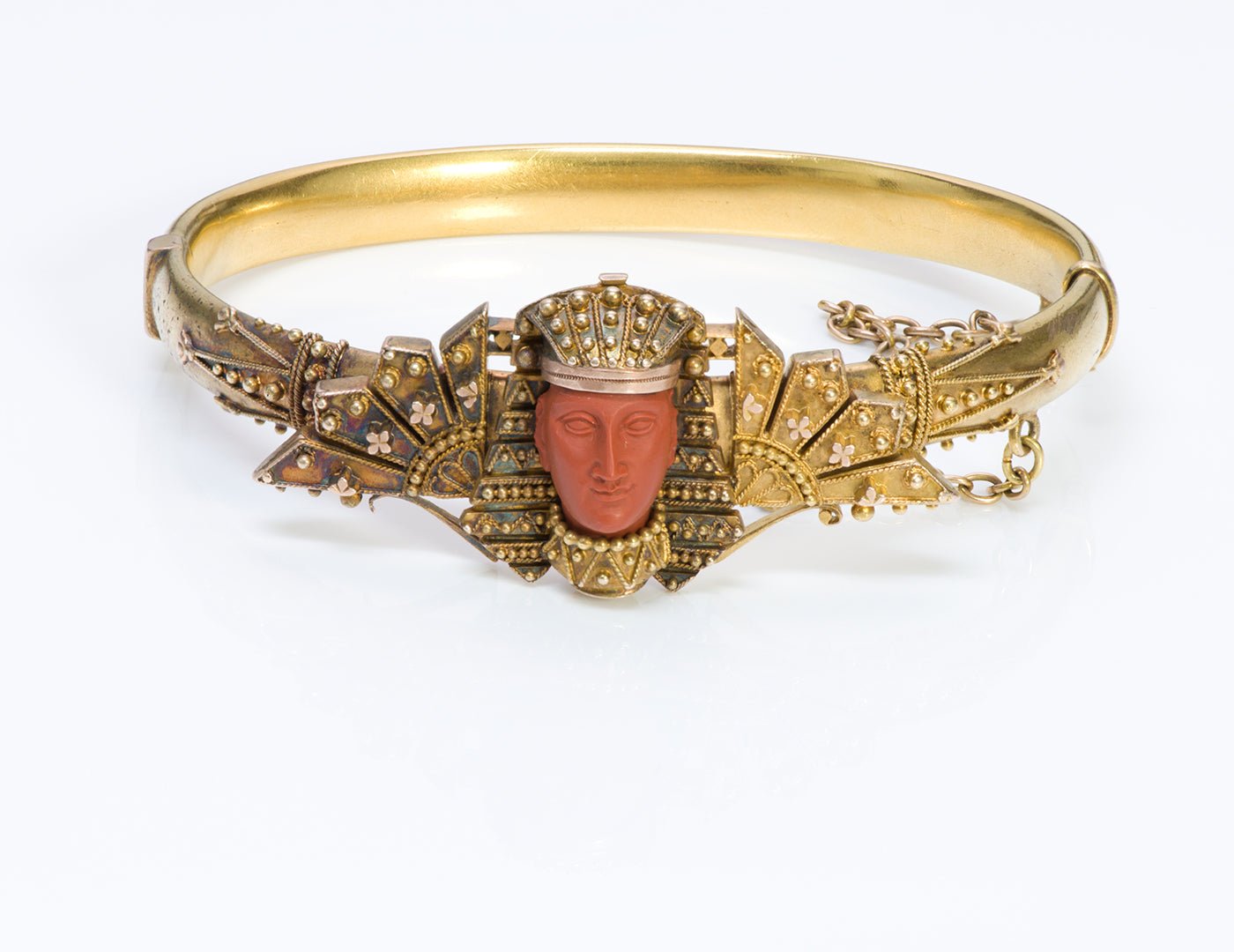 Antique Etruscan Egyptian Revival Carnelian Gold Bracelet Brooch