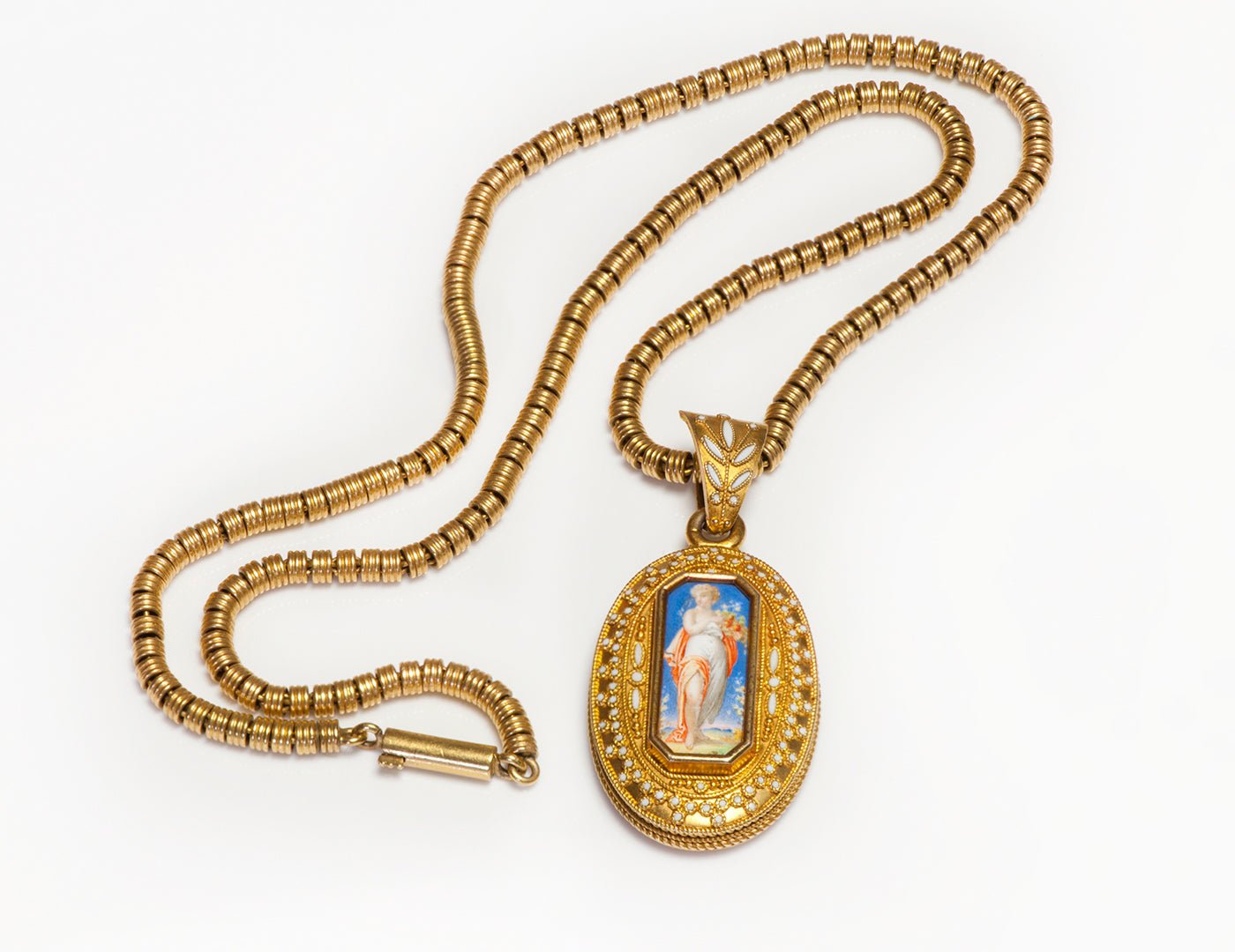 Antique Eugène Fontenay Gold Enamel Locket Pendant