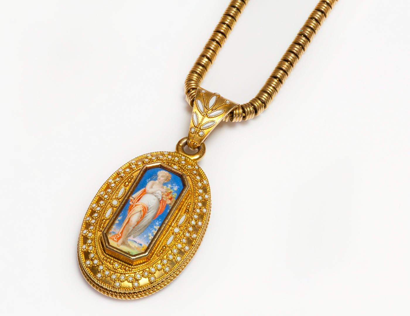 Antique Eugène Fontenay Gold Enamel Locket Pendant