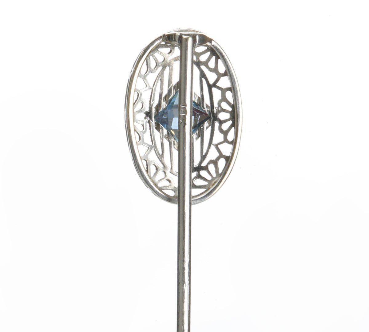 Antique Filigree Gold Aquamarine Stick Pin