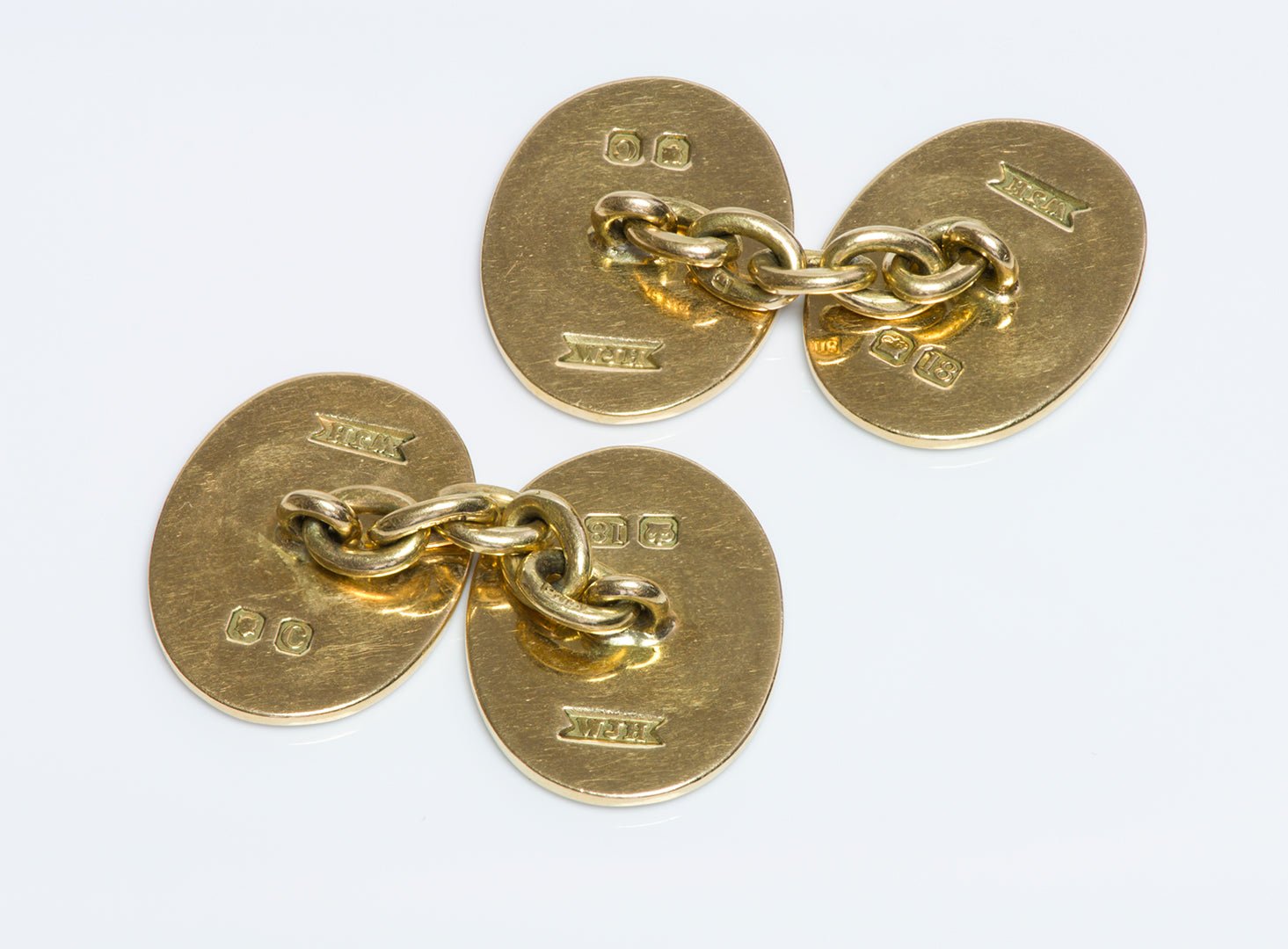 Antique Four Vices 18K Gold Enamel Cufflinks WJH