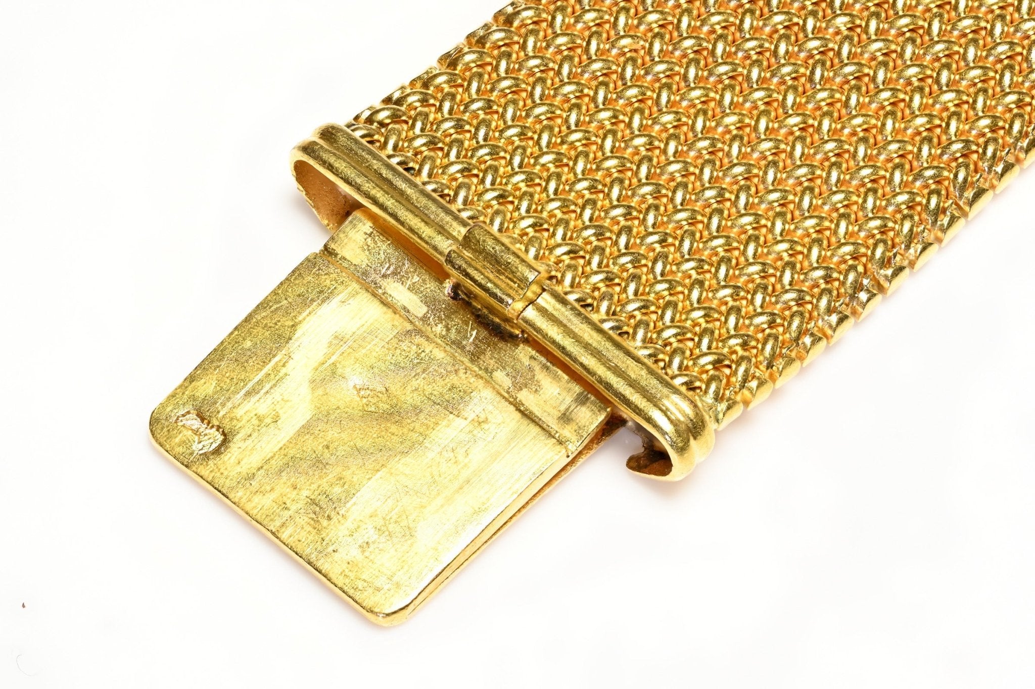 Antique French 18K Gold Lapis Pearl Diamond Mesh Bracelet