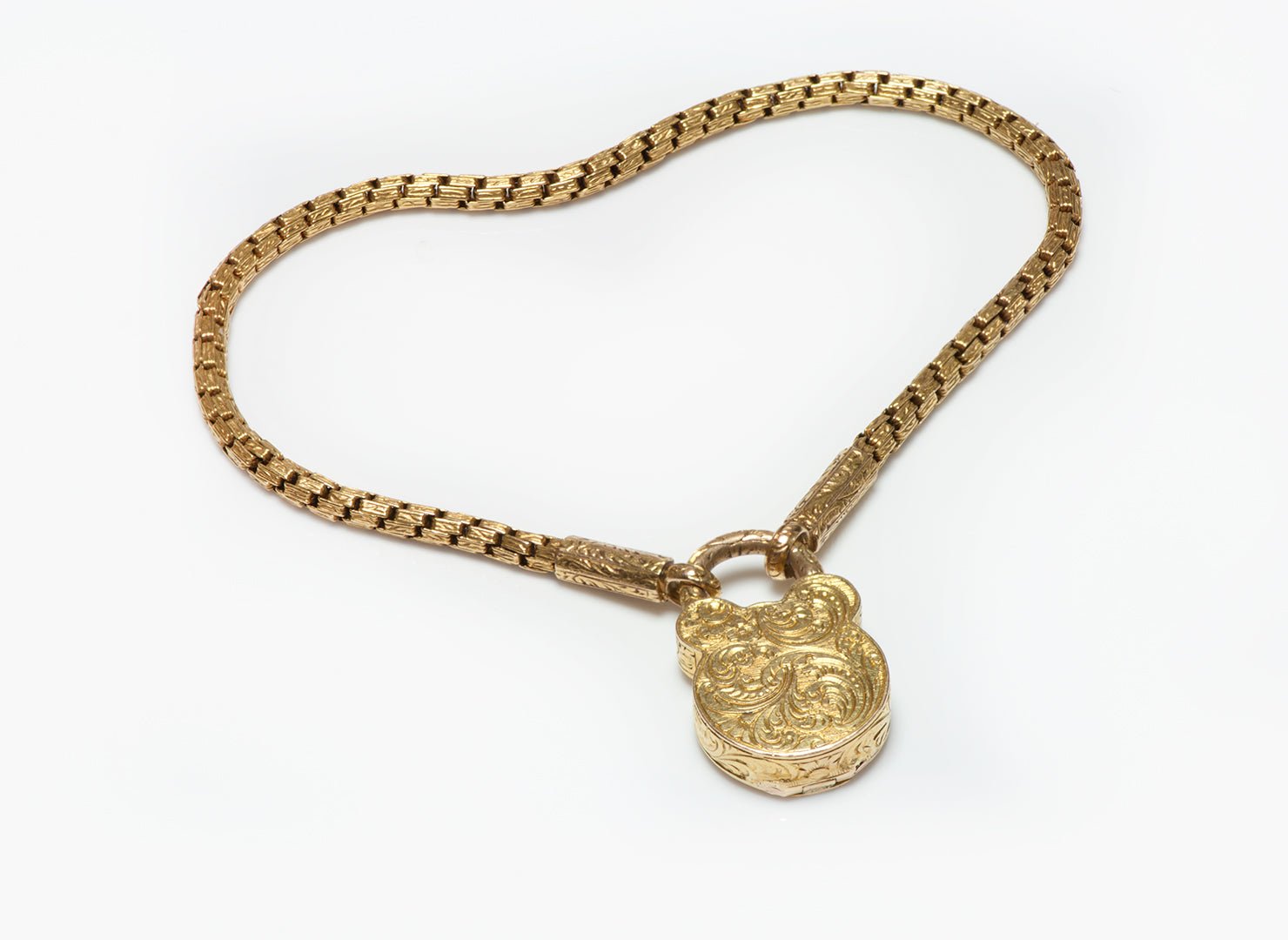 Antique French 18K Gold Padlock Vinaigrette Chain Bracelet