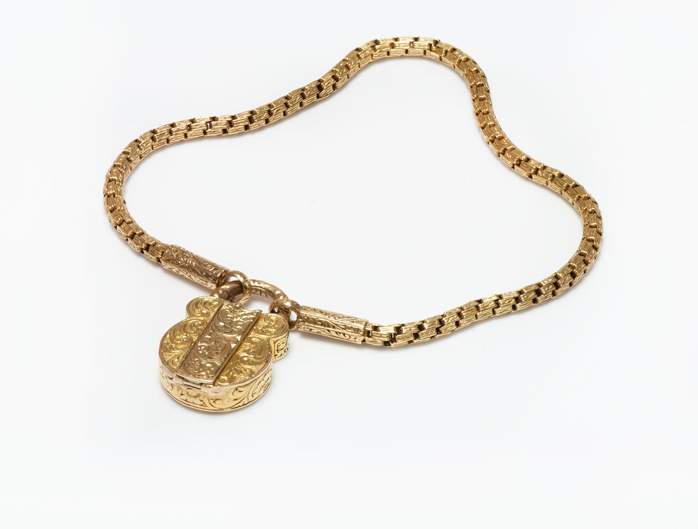 Antique French 18K Gold Padlock Vinaigrette Chain Bracelet