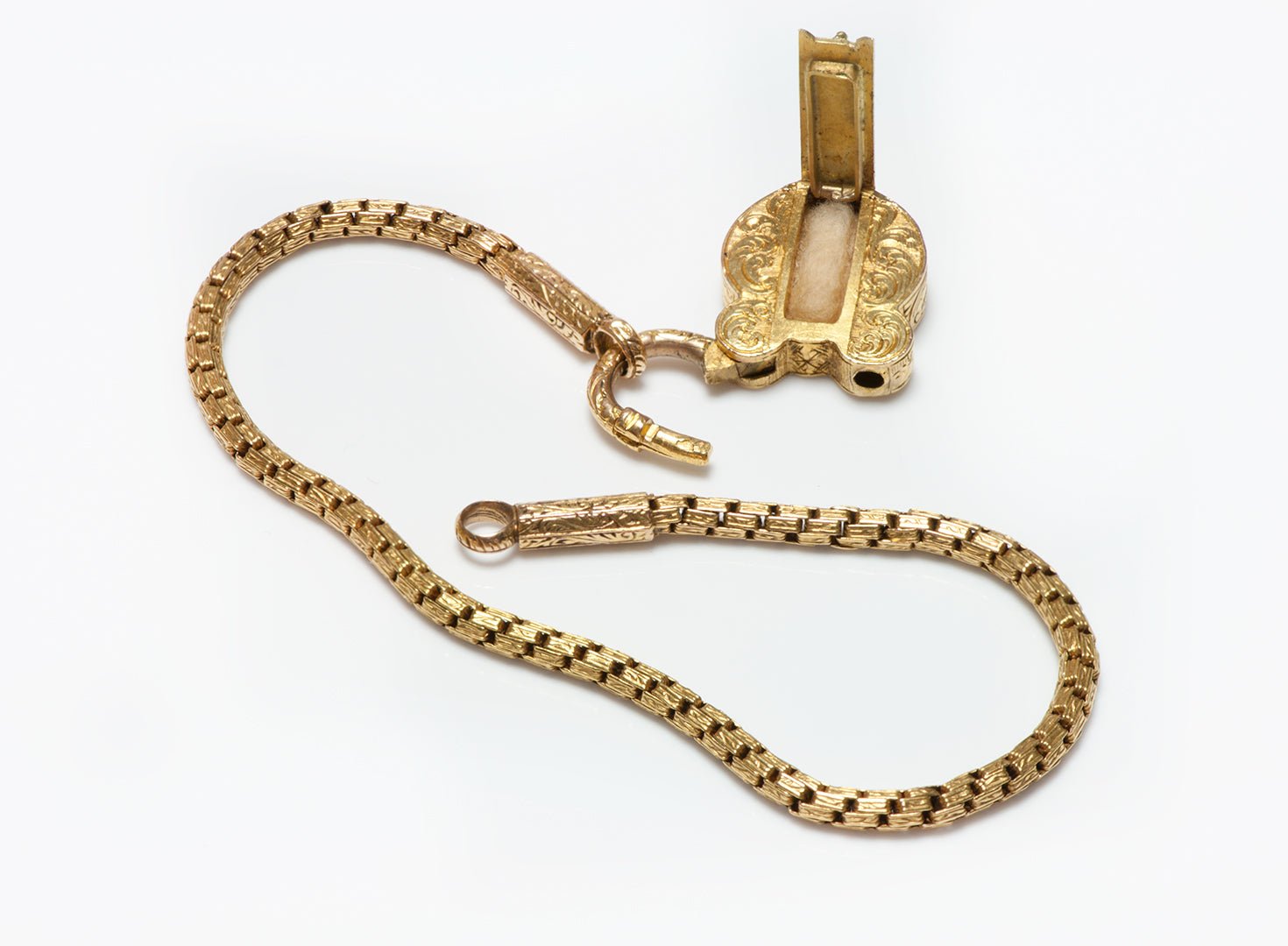 Antique French 18K Gold Padlock Vinaigrette Chain Bracelet