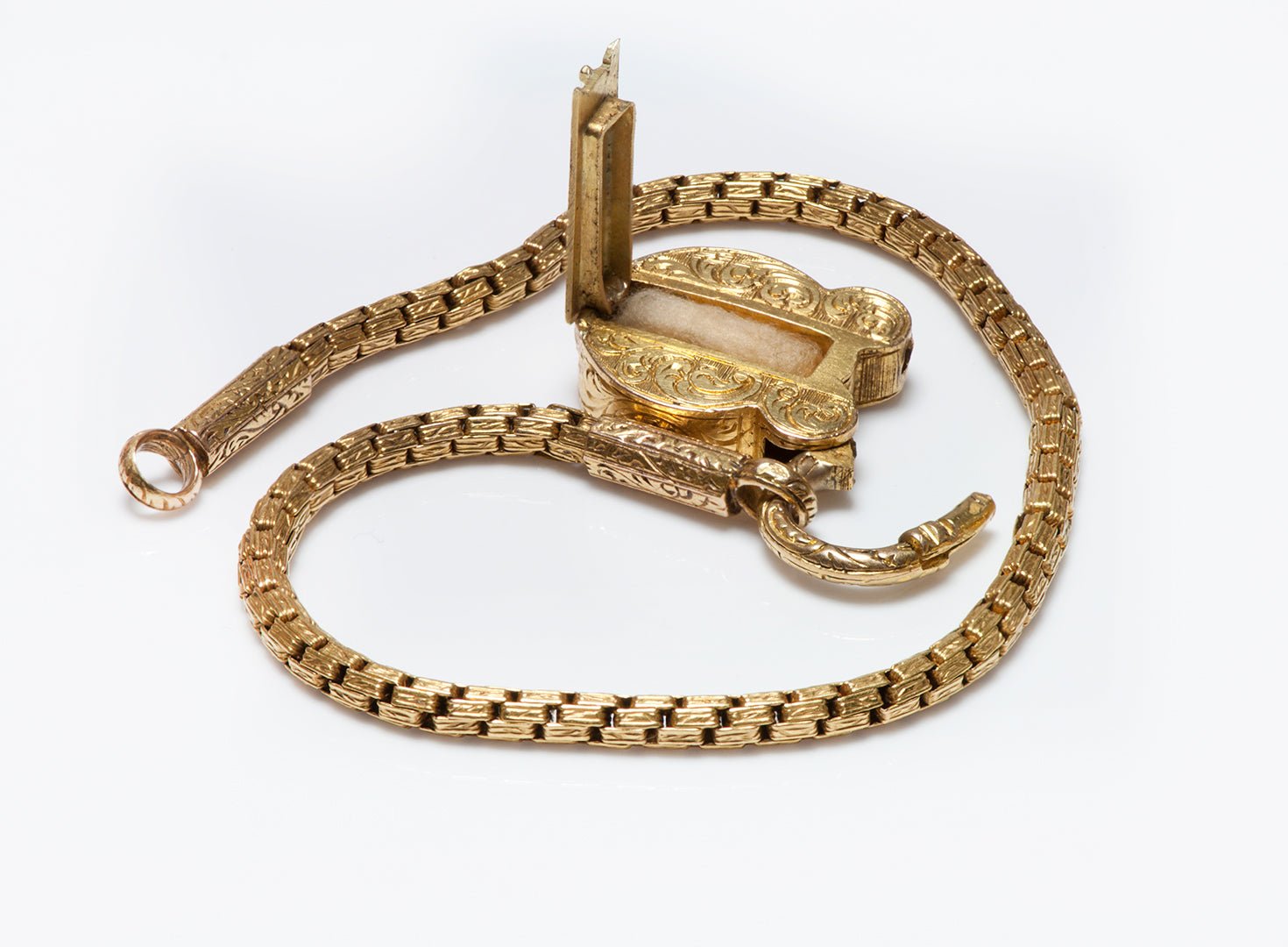 Antique French 18K Gold Padlock Vinaigrette Chain Bracelet