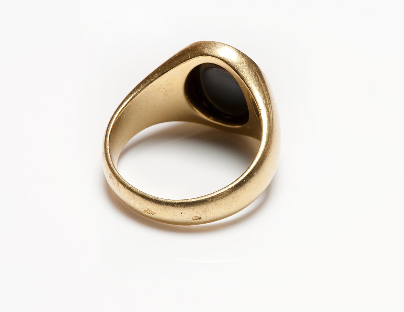 Antique French 18K Yellow Gold Onyx Crest Men's Ring