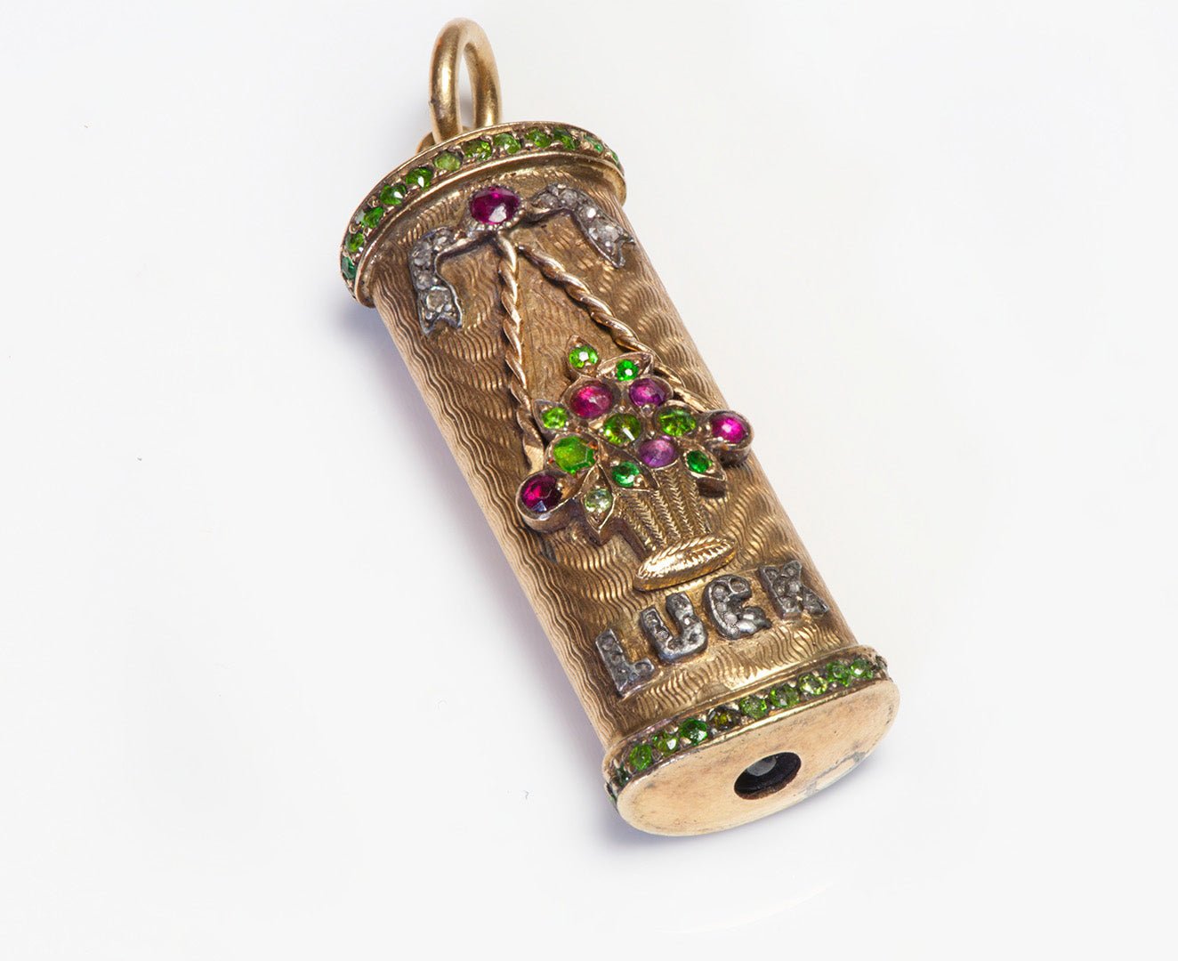 Antique French Demantoid Diamond Ruby Gold Pencil