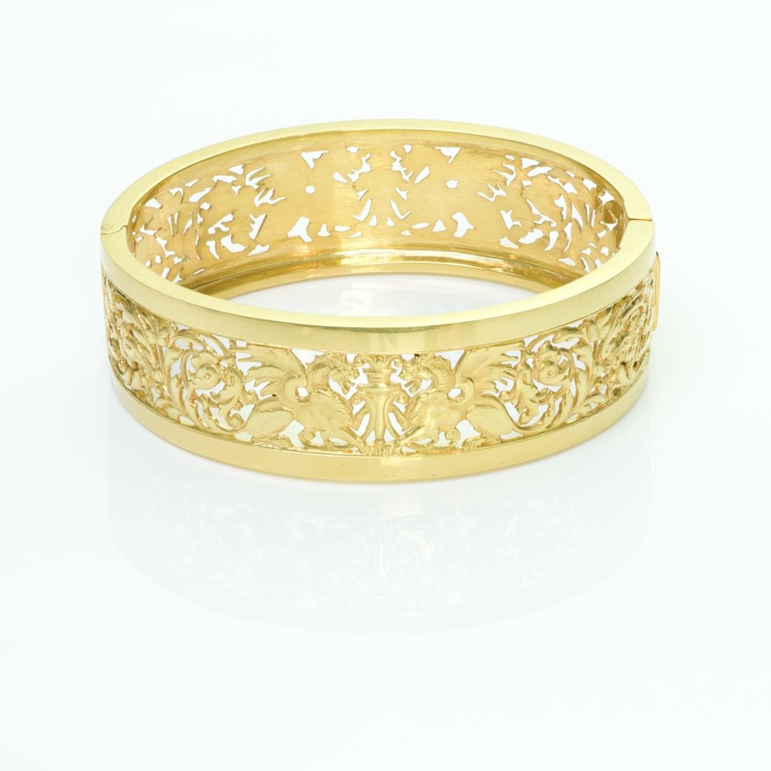Antique French Gold Griffin Bangle Bracelet