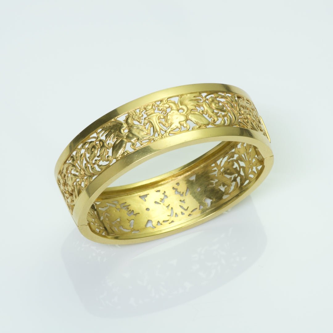 Antique French Gold Griffin Bangle Bracelet