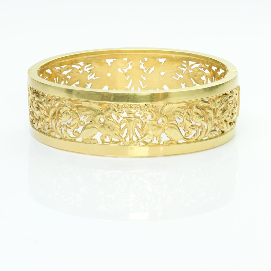 Antique French Gold Griffin Bangle Bracelet