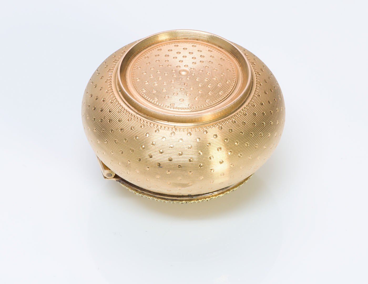 Antique French Multicolored 18K Gold Engraved Powder Box