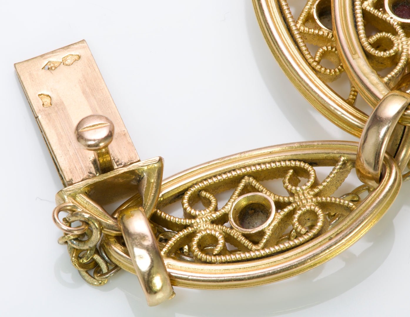 Antique French Ruby Pearl Gold Bracelet