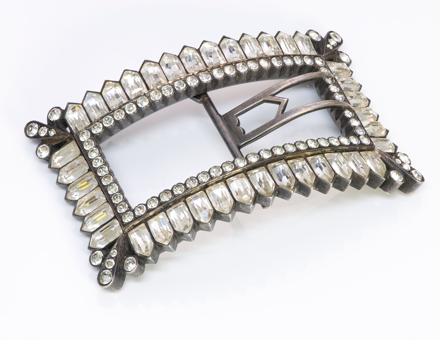 Antique French Silver Paste Belt Buckle