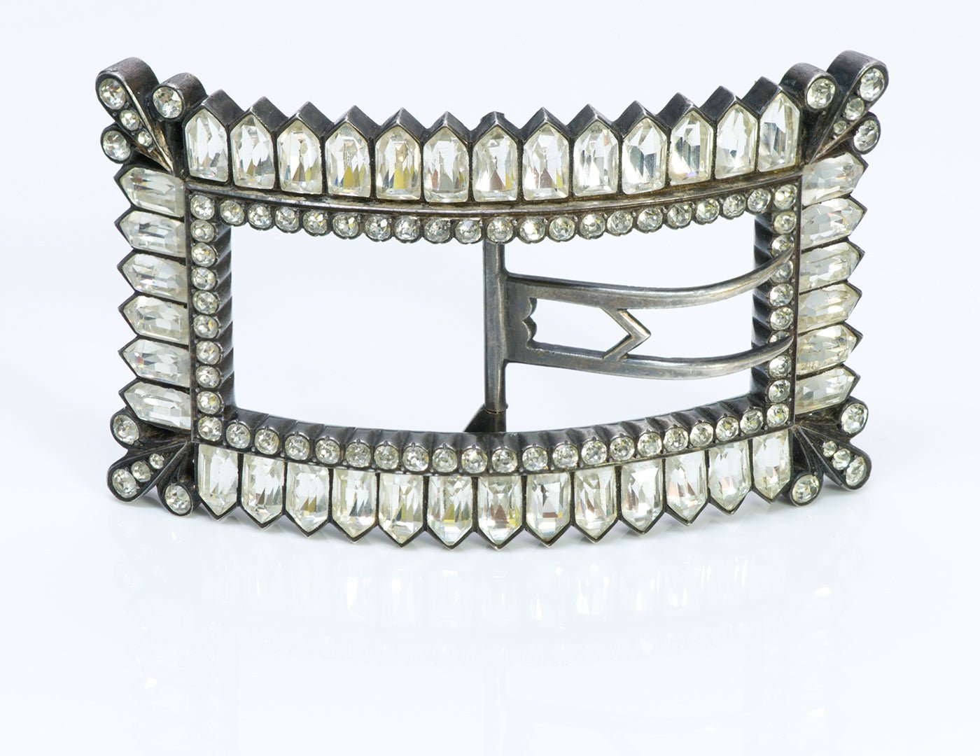 Antique French Silver Paste Belt Buckle