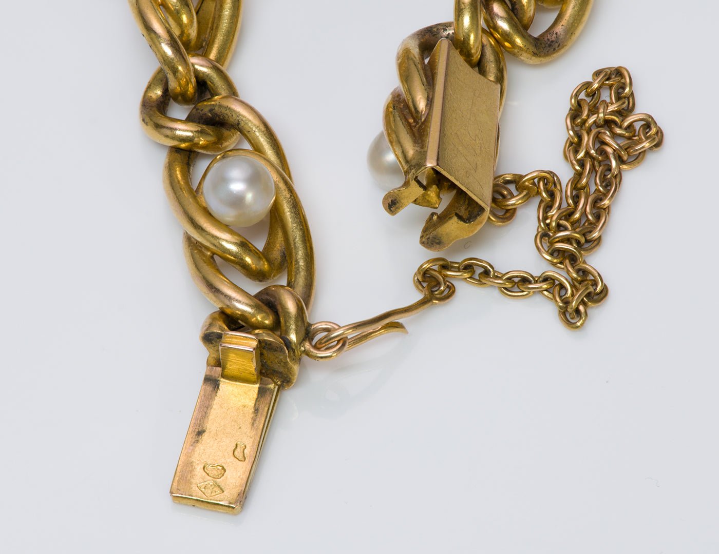Antique French Yellow Gold & Natural Pearl Bracelet