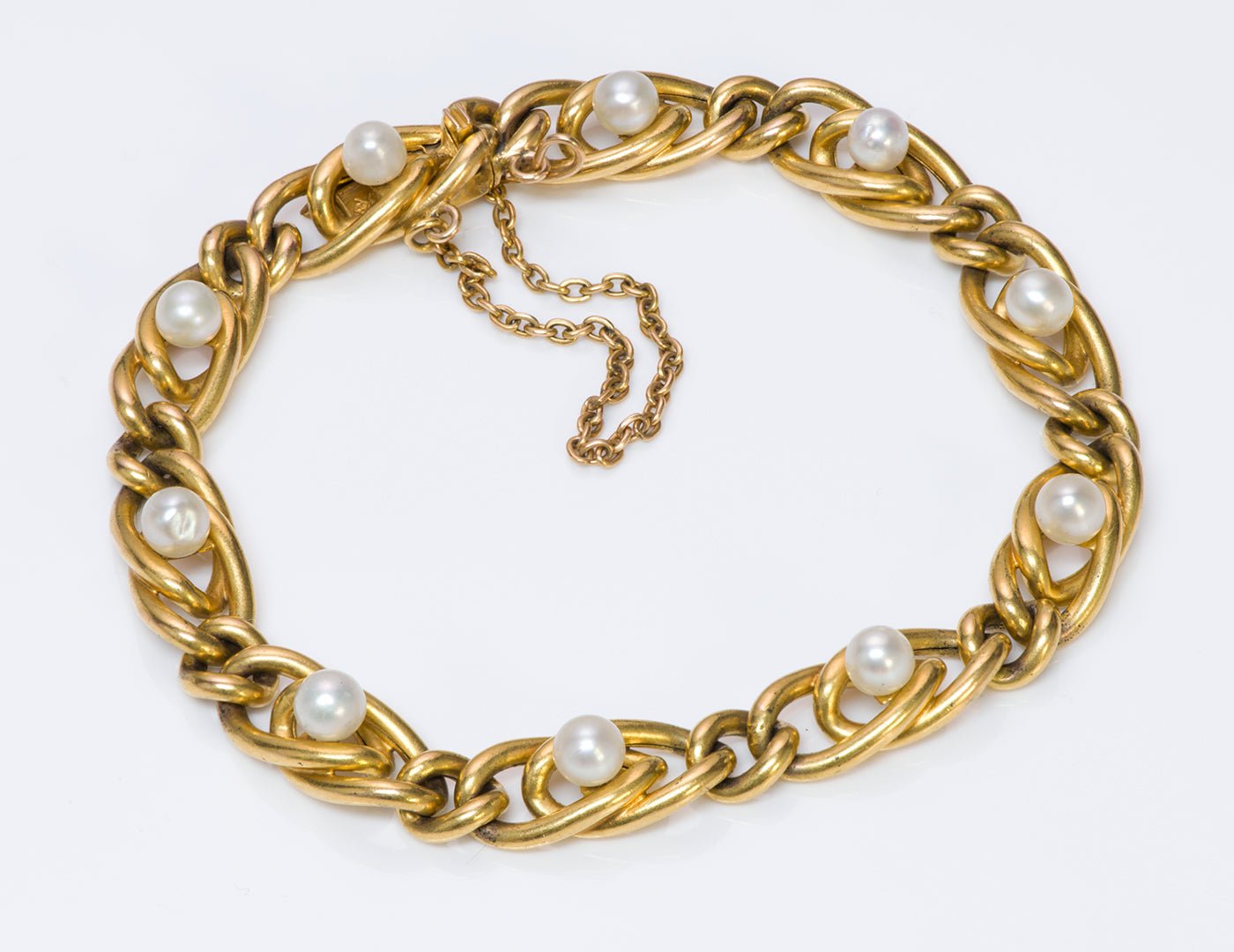 Antique French Yellow Gold & Natural Pearl Bracelet
